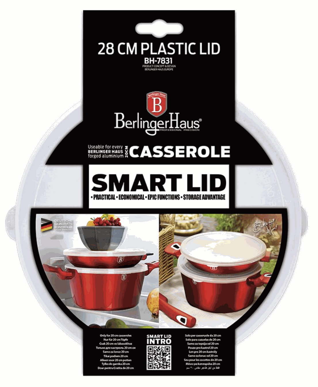 Berlinger Haus Smart Plastic Lid For Casserole 20cm 24cm 28cm - 28.0 cm